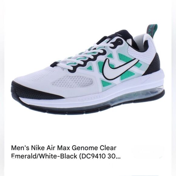 Nike Air Max Genome White Clear Emerald Black Athletic Lace Up Sneakers - Picture 1 of 15